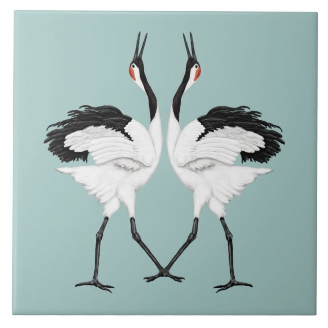 Dancing Cranes Tile Kakelplatta (Framsidan)