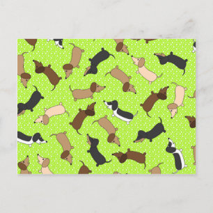 Dancing Dachshunds (Lime Green) Vykort