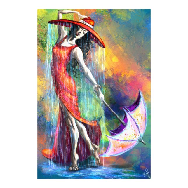 Dancing Dam in Red with Umbrella Poster (Framsidan)