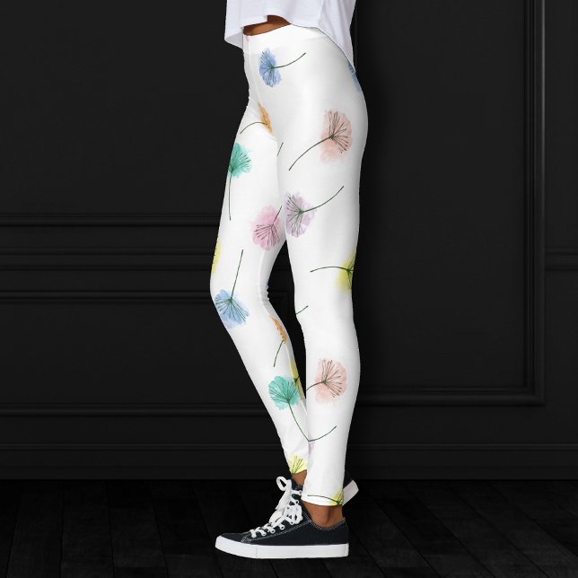 Dancing Dandelions | Blommönster för vattenfärg Leggings (Skapare uppladdad)