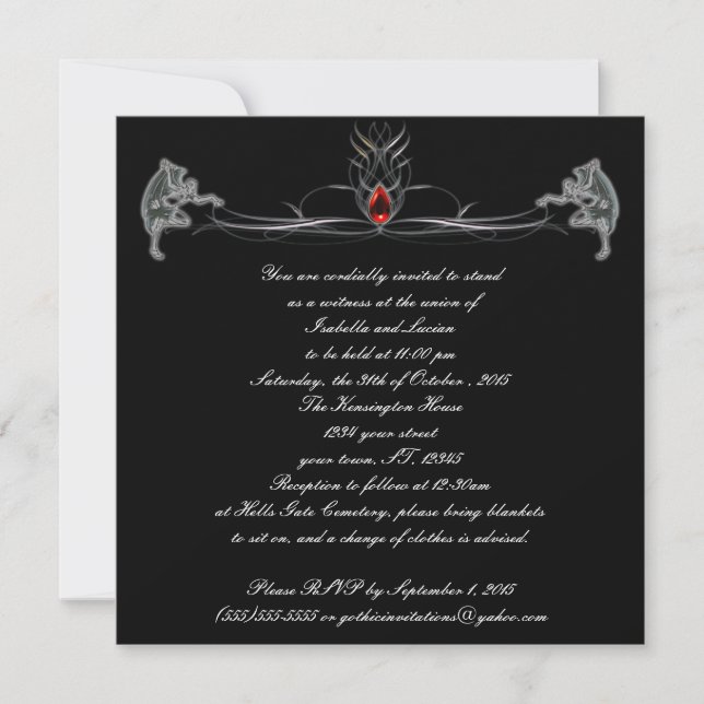 Dancing Demons Jeweled Goth Wedding Investigations Inbjudningar (Framsida)