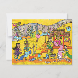 Dancing Devas - Apsara Tecknad Postcard Vykort