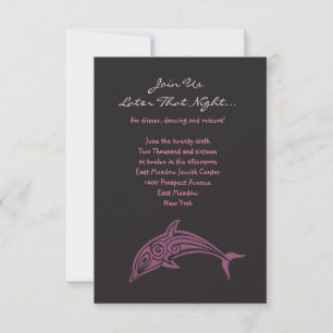 DANCING DOLPHINS Bat mitzvah Party Card-rosa Inbjudningar