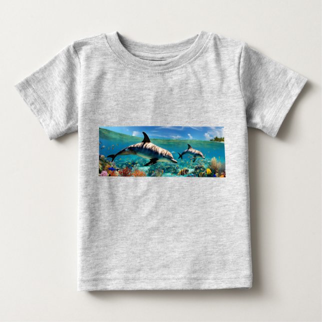 Dancing Dolphins in a Coral Paradise T Shirt (Framsida)