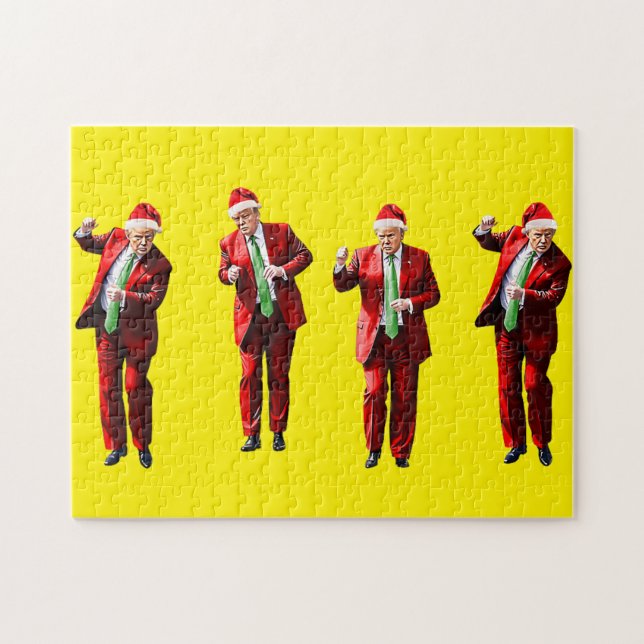 Dancing Donald Trump Christmas Jigsaw Puzzle Pussel (Horisontell)