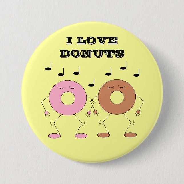 Dancing Donuts Gult Knapp (Framsida)
