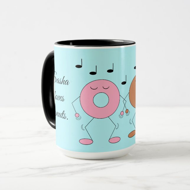 Dancing Donuts Light Blue Mugg (Framsida vänster)