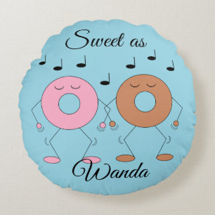 Dancing Donuts Light Blue Rund Kudde
