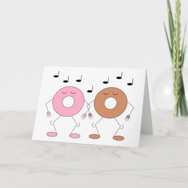 Dancing Donuts White: Blank Kort (Framsida)