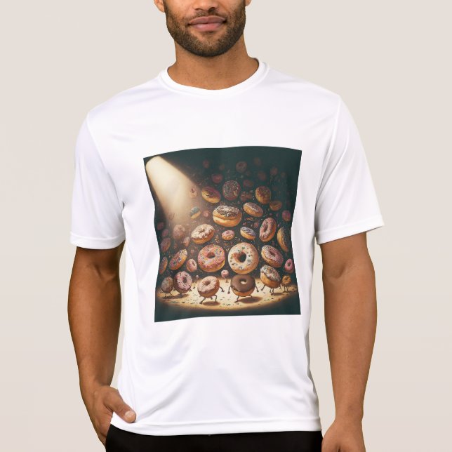 Dancing Doughnuts Surreal Bakery T Shirt (Framsida)