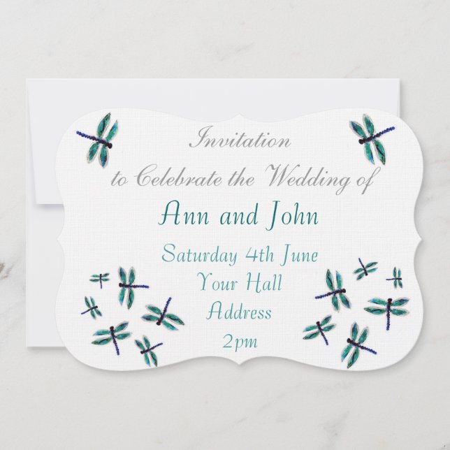 Dancing Dragonfly Art Turkos Inbjudningar (Framsida)