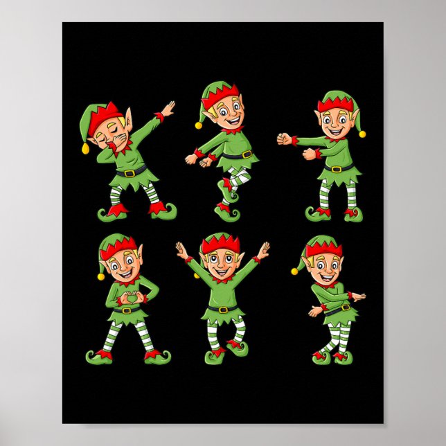 Dancing Elf Dance Challenge Boys Girls Kids Julaft Poster (Framsidan)