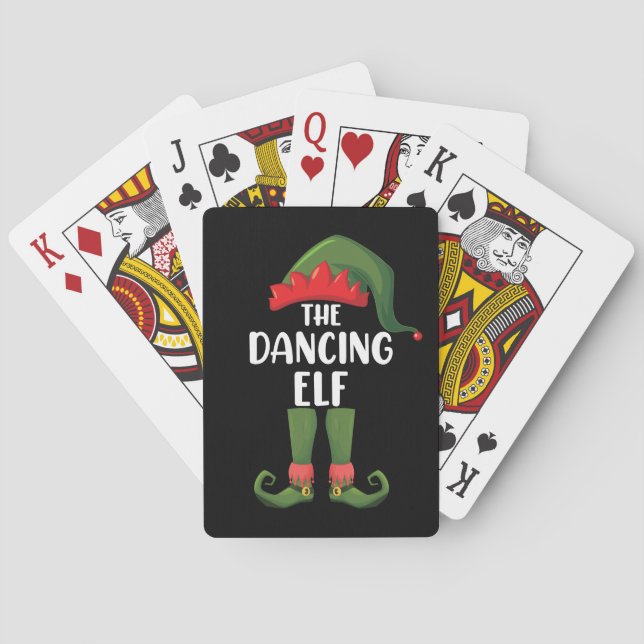 Dancing Elf Family Matching Group jul Party Casinokort (Baksidan)