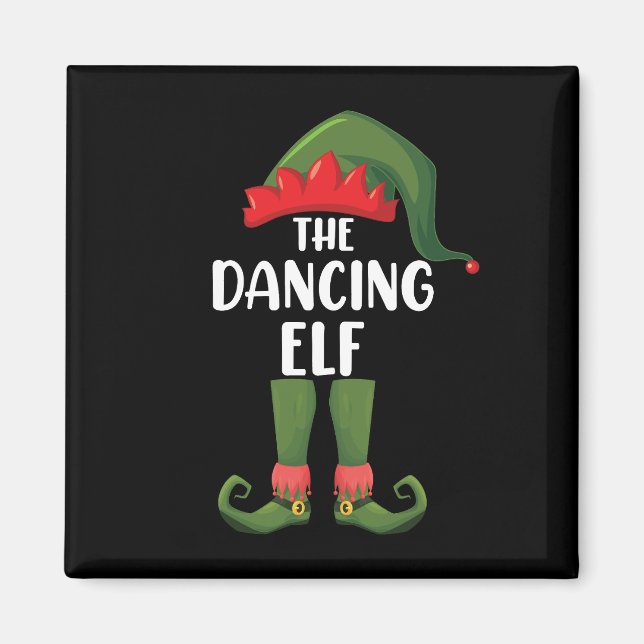 Dancing Elf Family Matching Group jul Party Magnet (Framsidan)