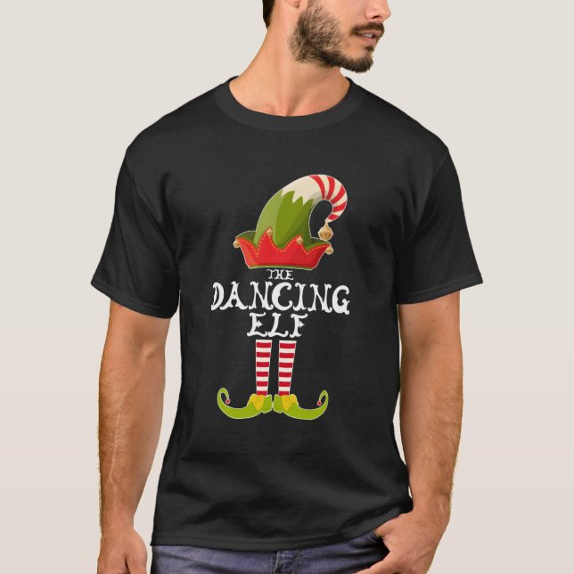 Dancing Elf Funny julgåva Matching Fami T Shirt (Framsida)
