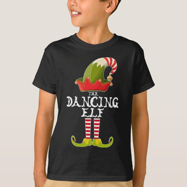 Dancing Elf Funny julgåva Matching Fami T Shirt (Framsida)