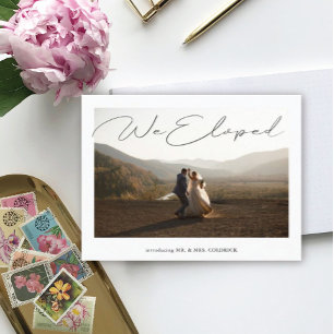 Dancing Elopement Photo Bröllop annons Meddelande Vykort