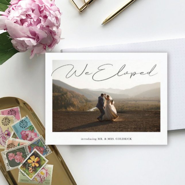 Dancing Elopement Photo Bröllop annons Meddelande Vykort (Skapare uppladdad)