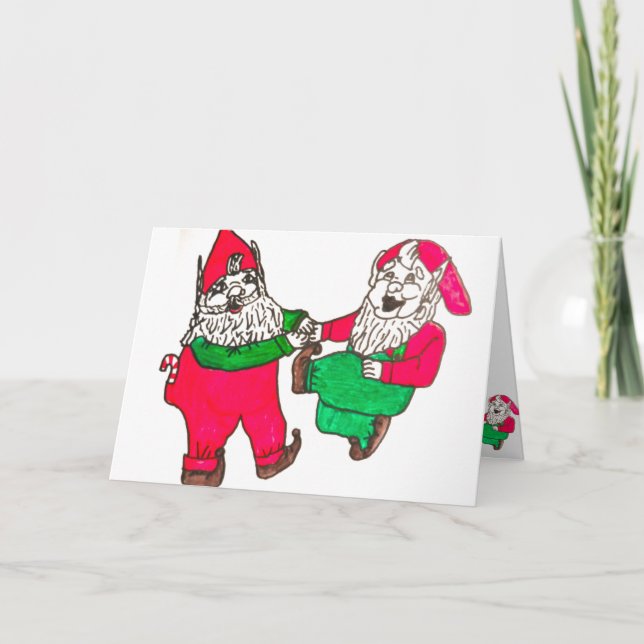 DANCING ELVES christmas card Helgkort (Framsida)