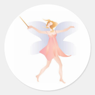 Dancing Fairy with Magic Trollspö Runt Klistermärke