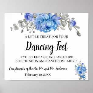 Dancing Feet Flinflip flops Bröllop Blåa blommor S Poster
