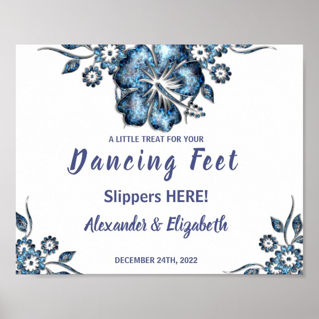 Dancing Feet Flinflip flops | Underskrift för blå  Poster (Framsidan)