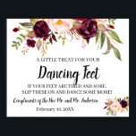 Dancing Feet Flip Flops Wedding MarsalaFlower Sign Poster<br><div class="desc">Marsala Flowers Design. For additional customization (change other wording,  font color,  font style),  click on personalize,  scroll down and click on the link "click to customize further". ** Check collection for all matching designs.</div>
