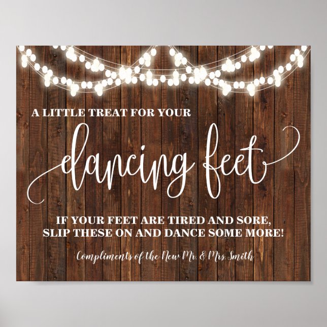 Dancing Feet Sign Flinflip flops Westerna Bröllop Poster (Framsidan)