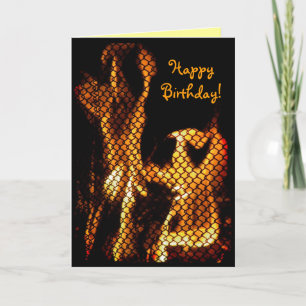 Dancing Fire Birthday Kort