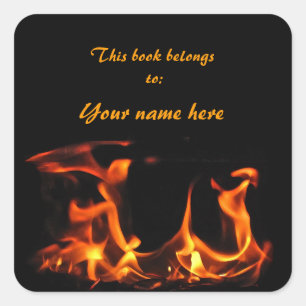 Dancing Fire Bookplate Fyrkantigt Klistermärke