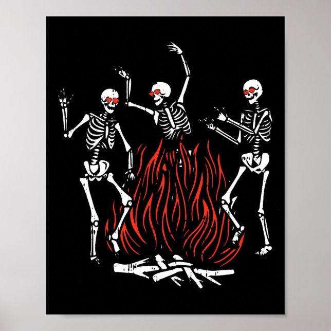 Dancing Fire Valentines day Funny Bones Heart Kärl Poster (Framsidan)