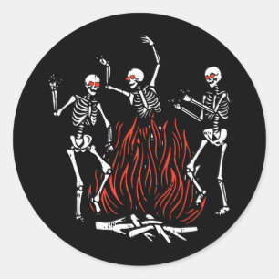 Dancing Fire Valentines day Funny Bones Heart Kärl Runt Klistermärke