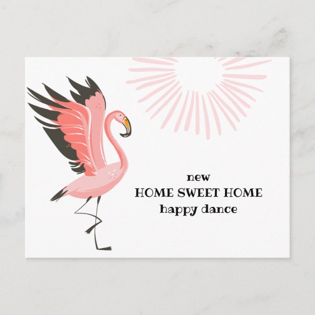 Dancing Flamingo Ny adress Flytta Meddelande Vykort (Framsida)