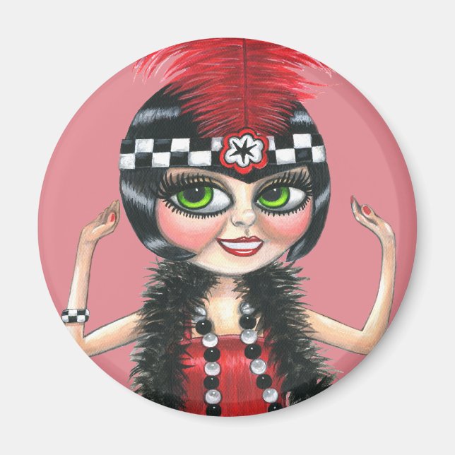 Dancing Flapper Girl Roaring Twenties Magnet (Framsidan)