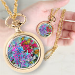 Dancing Flowers & Butterflies PV01 Necklace Watch Armbandsur<br><div class="desc">Färglägga "Dancing with Flowers & Butterflies PV01"-samlingen Anpassa på produktsidan eller klicka på knappen "Anpassa" om du vill ha fler designalternativ. Utformningen från min målning "Dancing with Flowers & Butterflies PV01" fångar en scen med mexikanska fästingdansare från Puerto Vallarta, Mexiko. Jag har lite fantasifull och föreställde mig dem bland blommorna...</div>