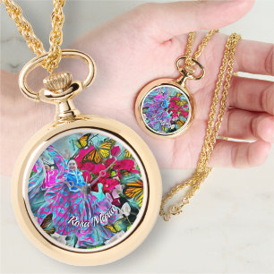 Dancing Flowers & Butterflies PV01 Necklace Watch Armbandsur
