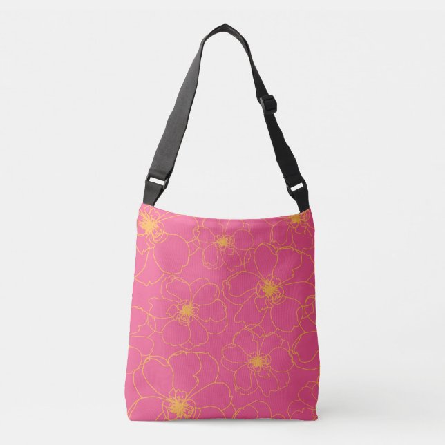 Dancing Flowers Crossbody Bag in Rosa Axelväska (Framsida)