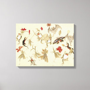 Dancing Forest of Frogs av Kawanabe Kyosai 1879 Canvastryck