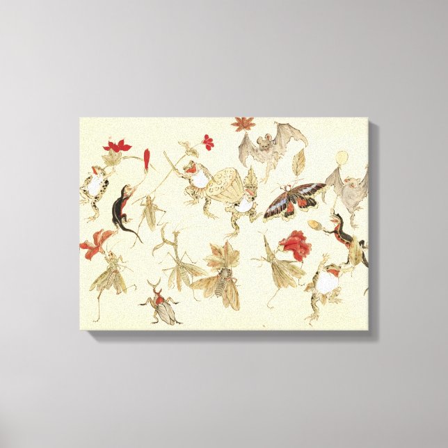 Dancing Forest of Frogs by Kawanabe Kyosai 1879 Canvastryck (Framsida)