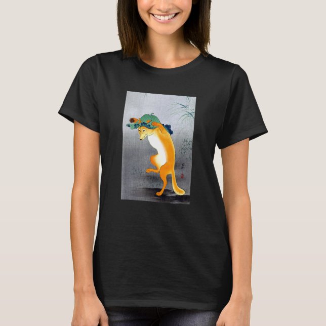 Dancing Fox by Ohara Koson T Shirt (Framsida)