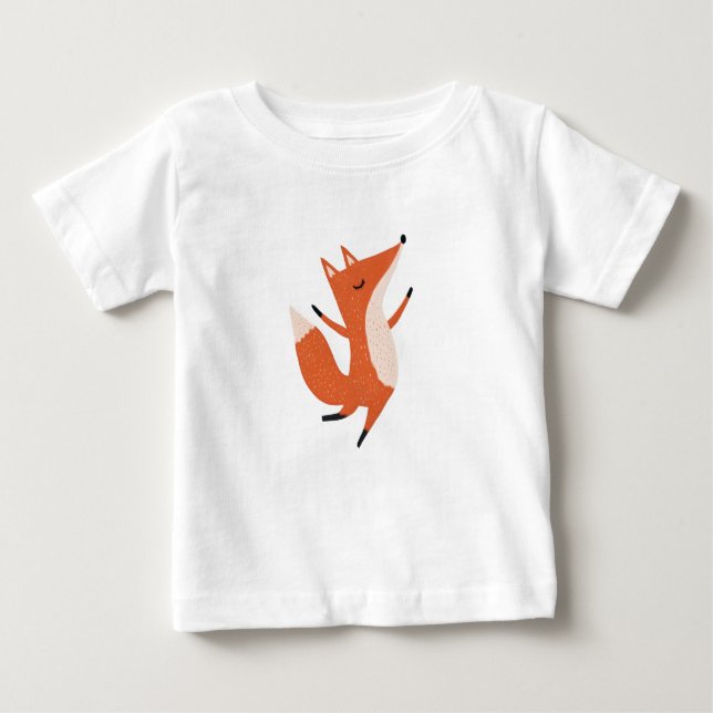 Dancing Fox Cute Art T Shirt (Framsida)