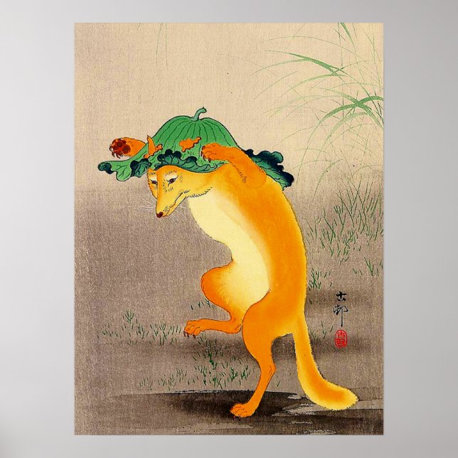 Dancing Fox Ohara Koson 1910 Poster (Framsidan)