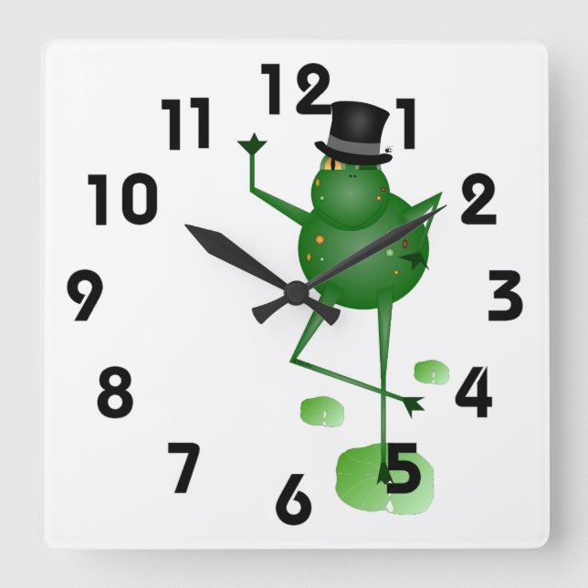 Dancing Frog Clock Fyrkantig Klocka (Framsida)