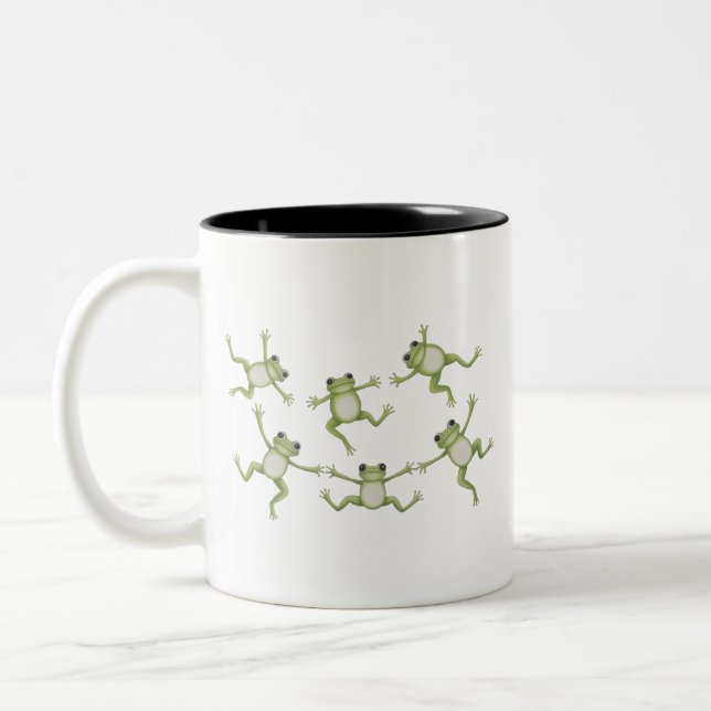 Dancing Frogs Cute Amphibian Nature Lover Gift  Två-Tonad Mugg (Vänster)