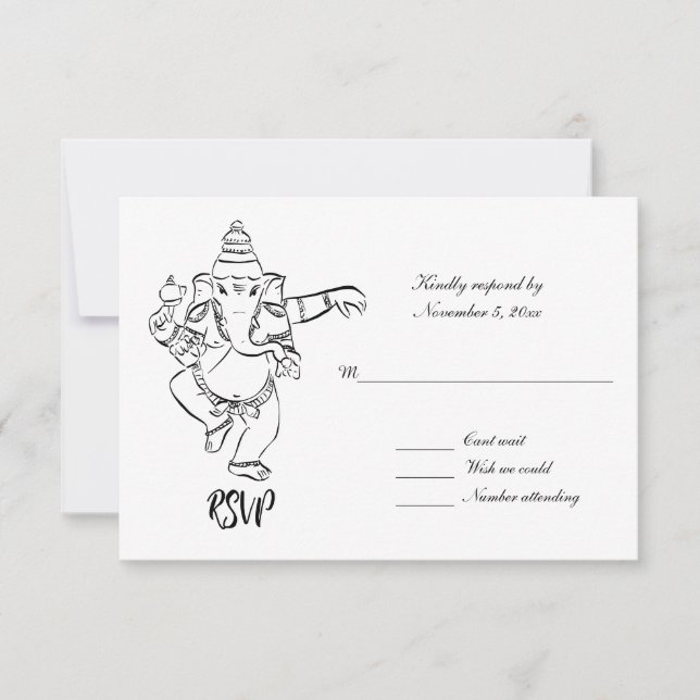Dancing Ganesh | Indian Wedding RSVP Inbjudningar (Framsida)
