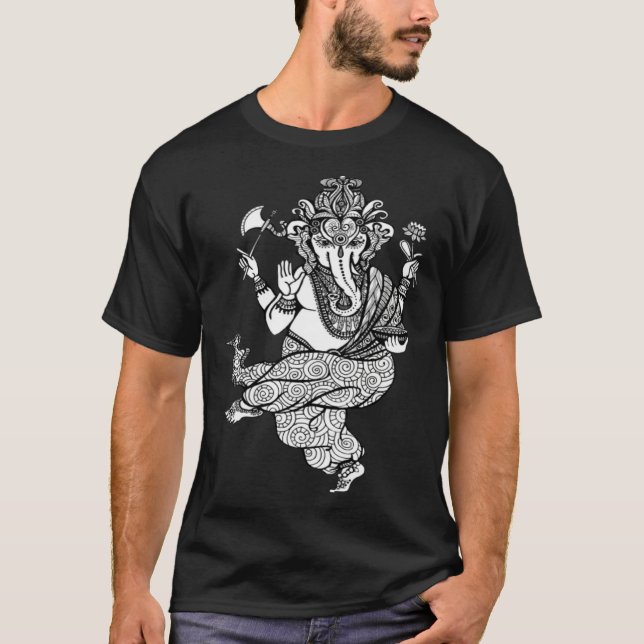 Dancing Ganesha Ganesh Chaturthi Indian Mandala Gr T Shirt (Framsida)