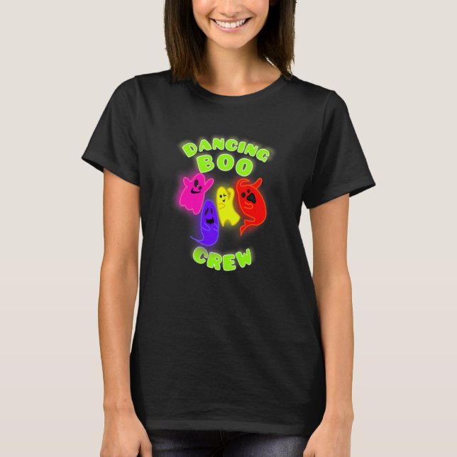 Dancing Ghost Boo Crew Halloween fest T Shirt (Framsida)