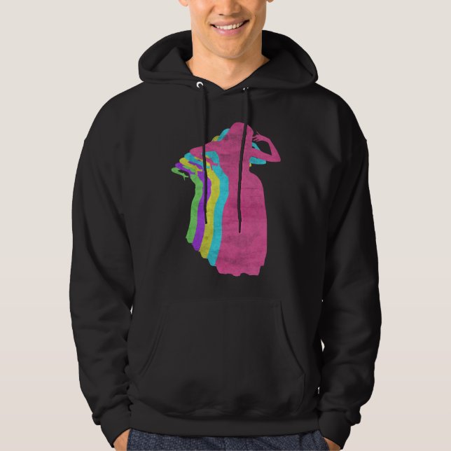 Dancing Girl 80s Colors 1980s Hoodie (Framsida)