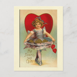 Dancing Girl Heart Valentine Helg Vykort