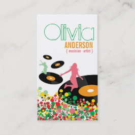 Dancing Girls Retro Vinyl Pop Dots Artist Business Visitkort